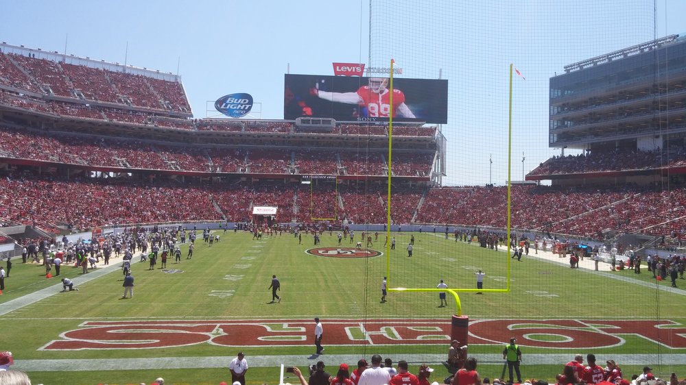 Seat view from section 104 at Levi’s Stadium, home of the San Francisco 49ers