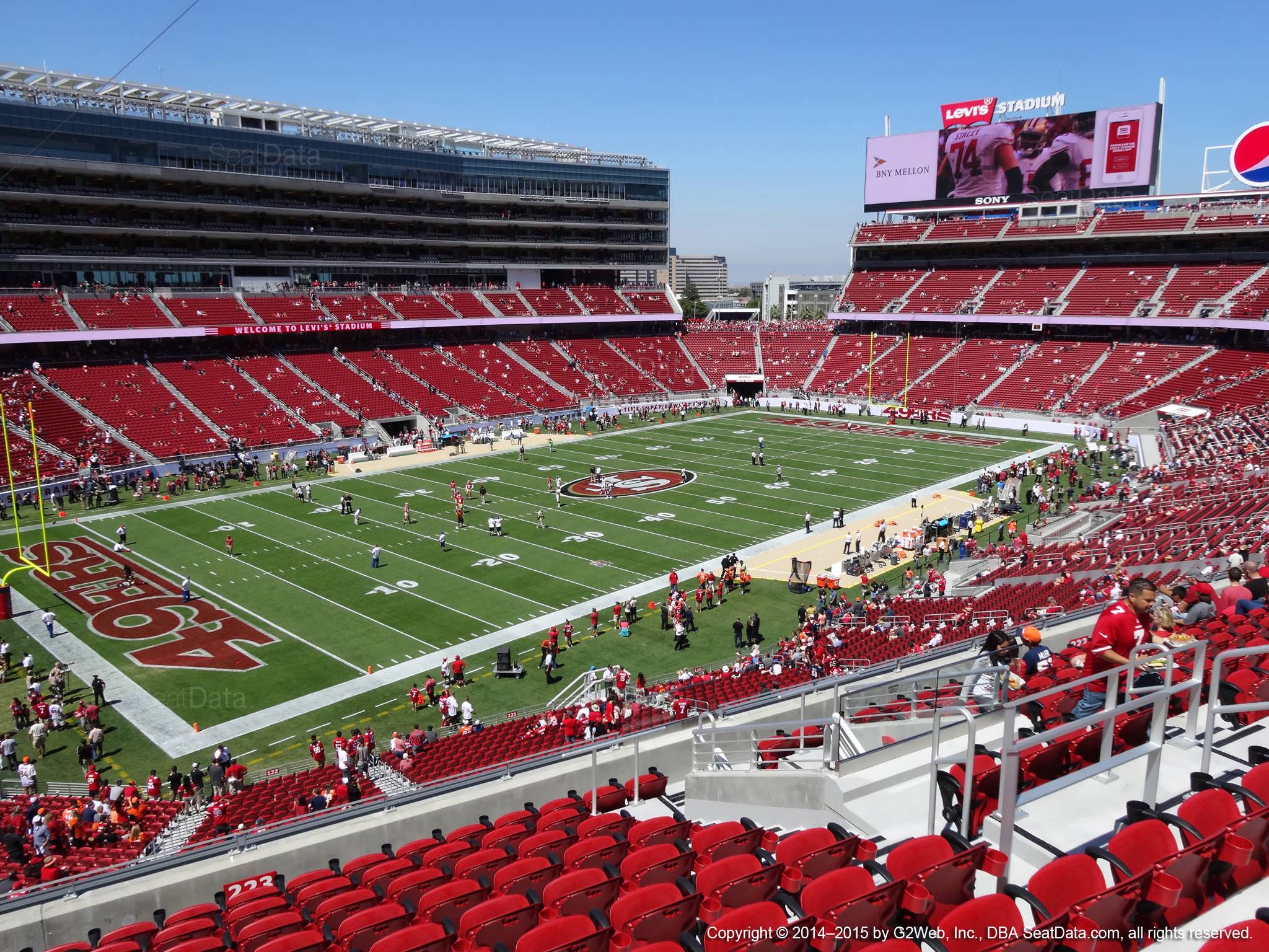 Seat view from section 223 at Levi’s Stadium, home of the San Francisco 49ers
