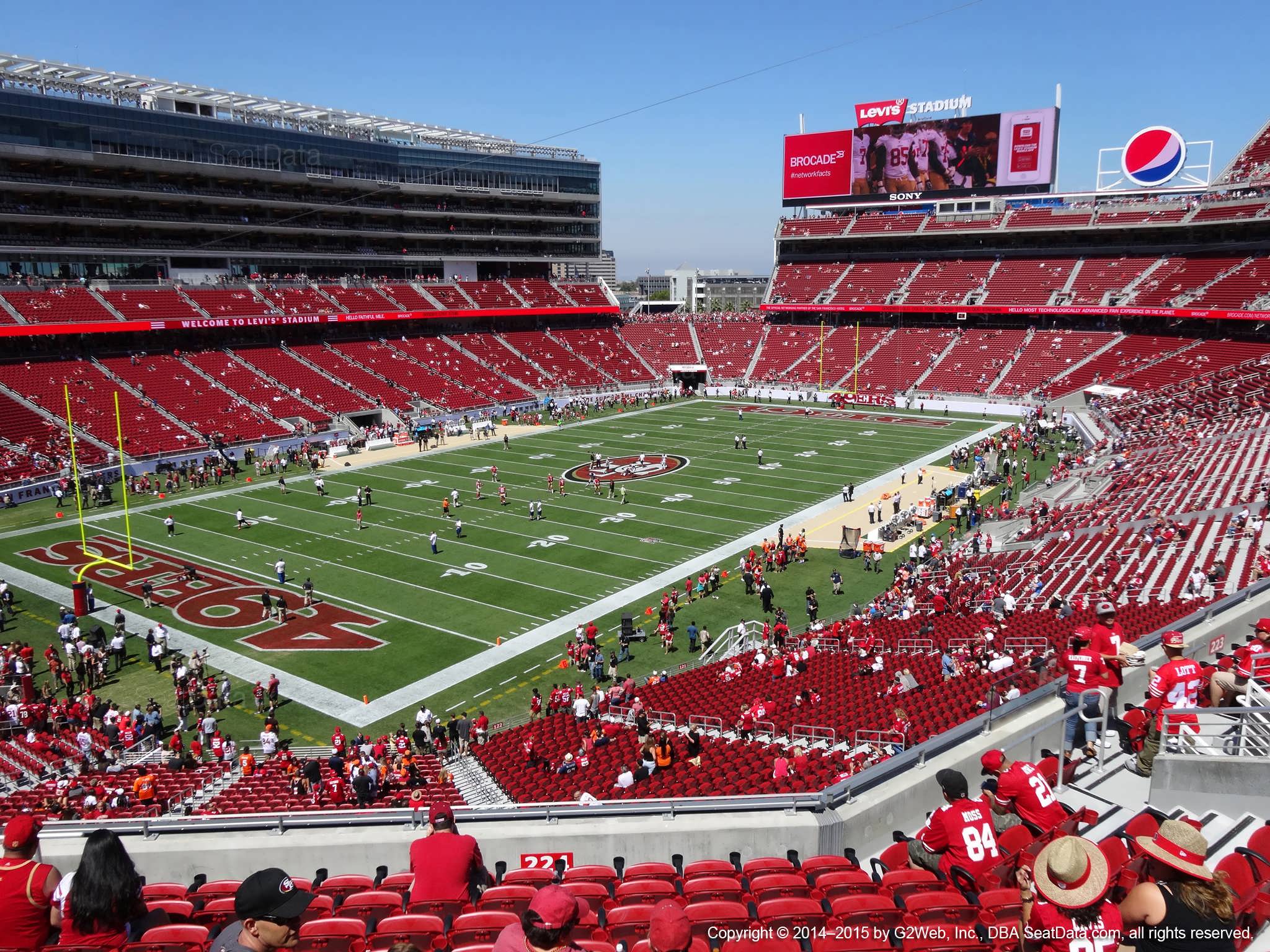 Seat view from section 224 at Levi’s Stadium, home of the San Francisco 49ers