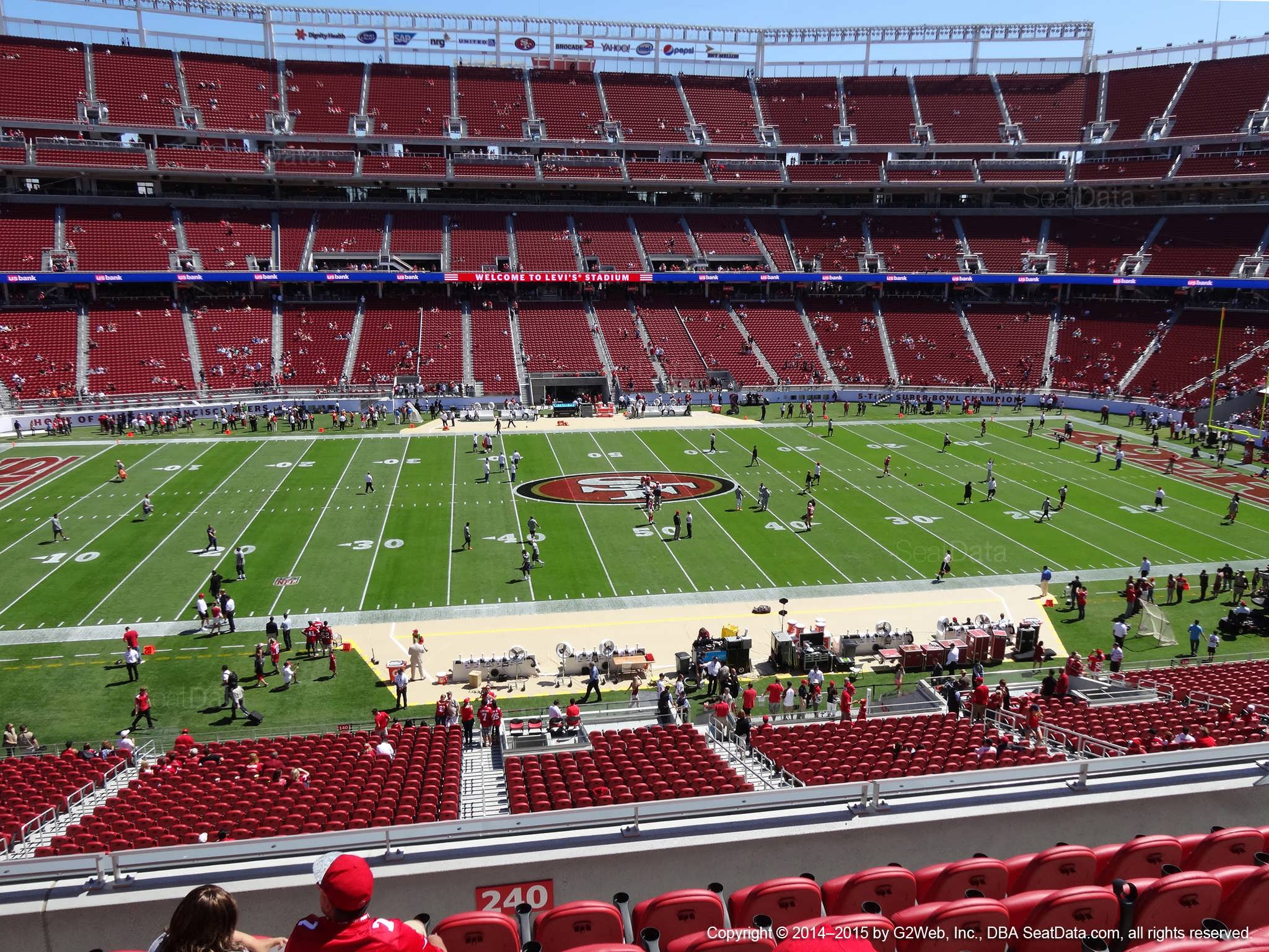 Seat view from section 240 at Levi’s Stadium, home of the San Francisco 49ers