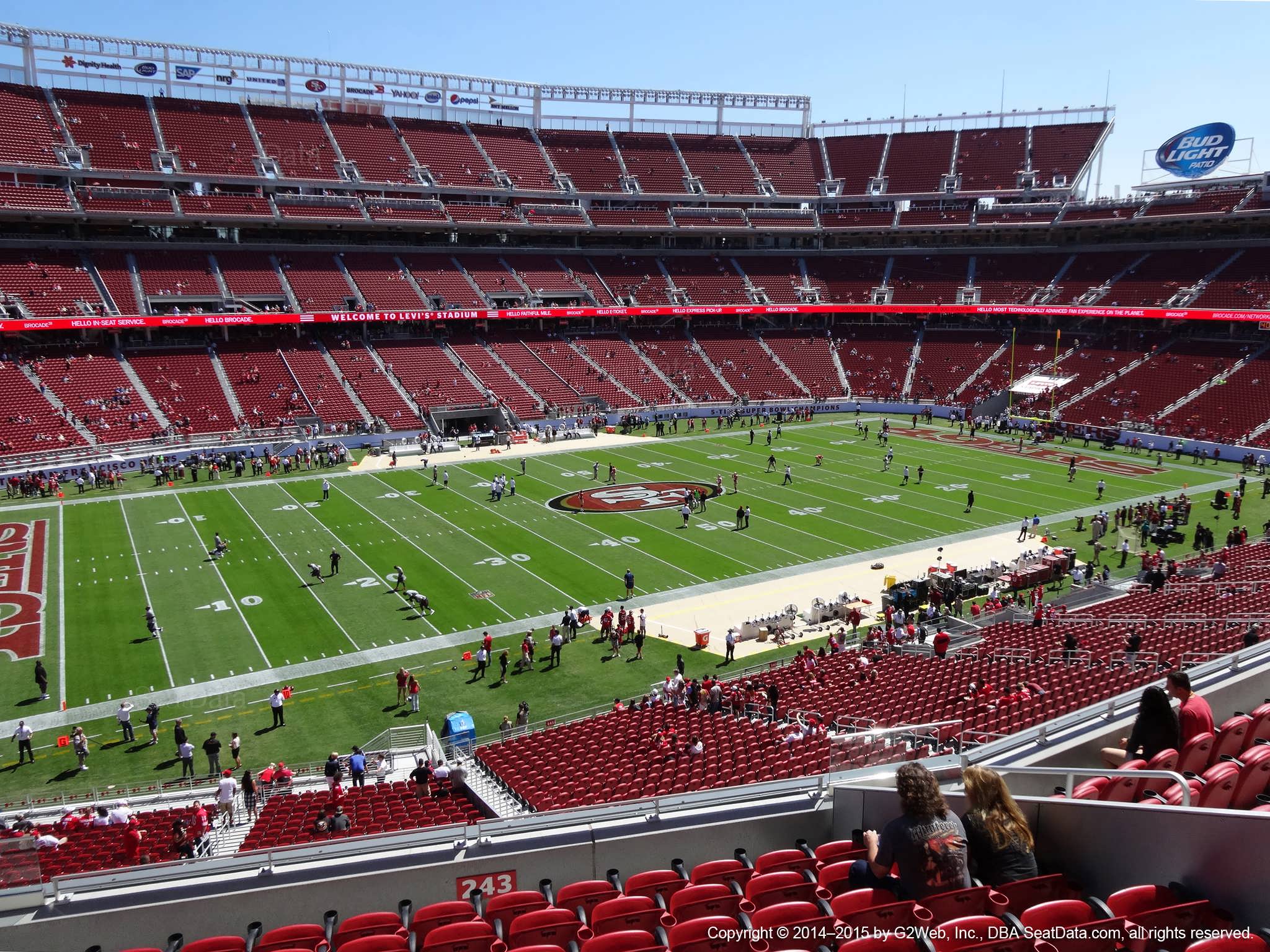 Seat view from section 243 at Levi’s Stadium, home of the San Francisco 49ers