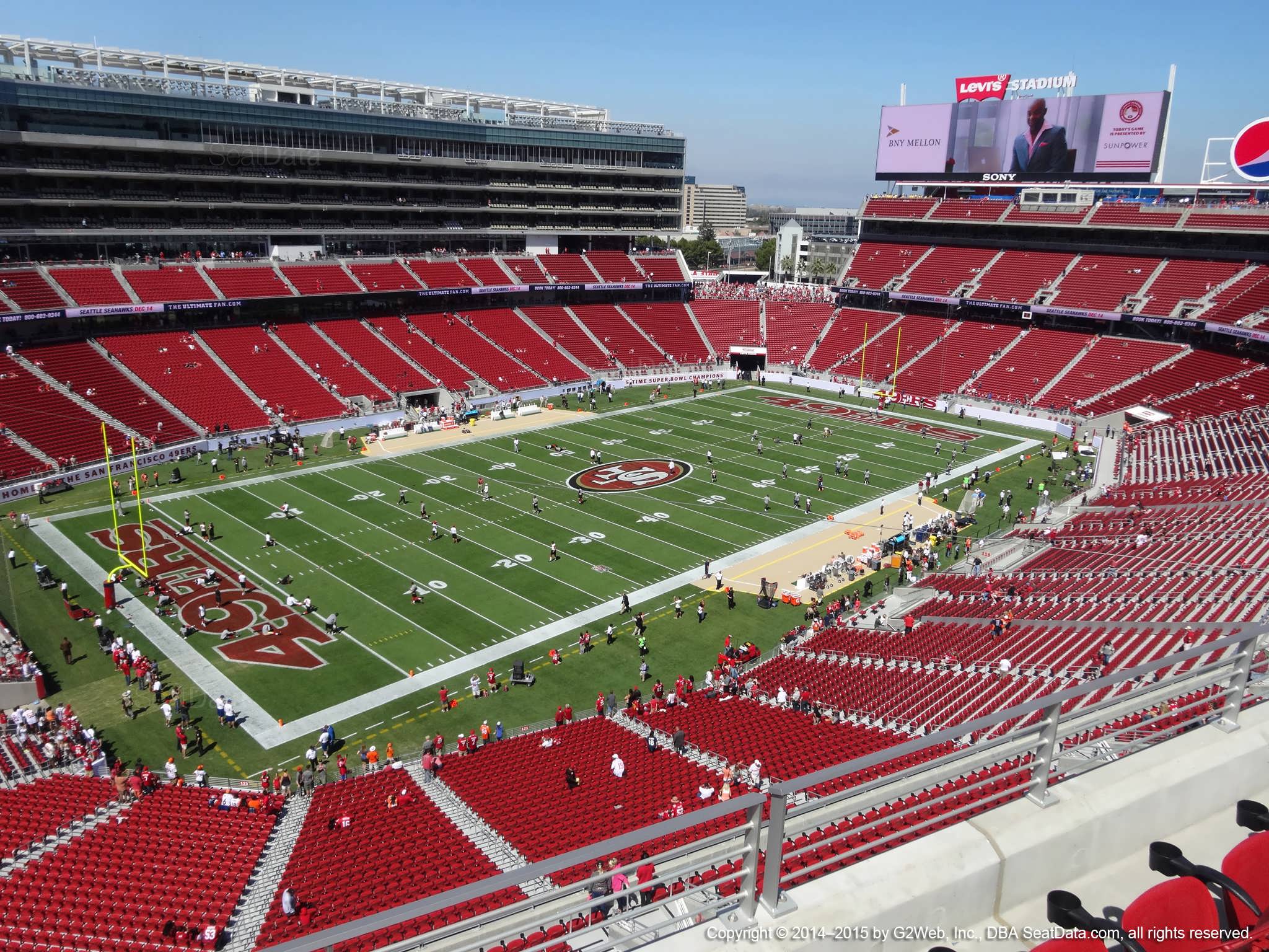Seat view from section 320 at Levi’s Stadium, home of the San Francisco 49ers