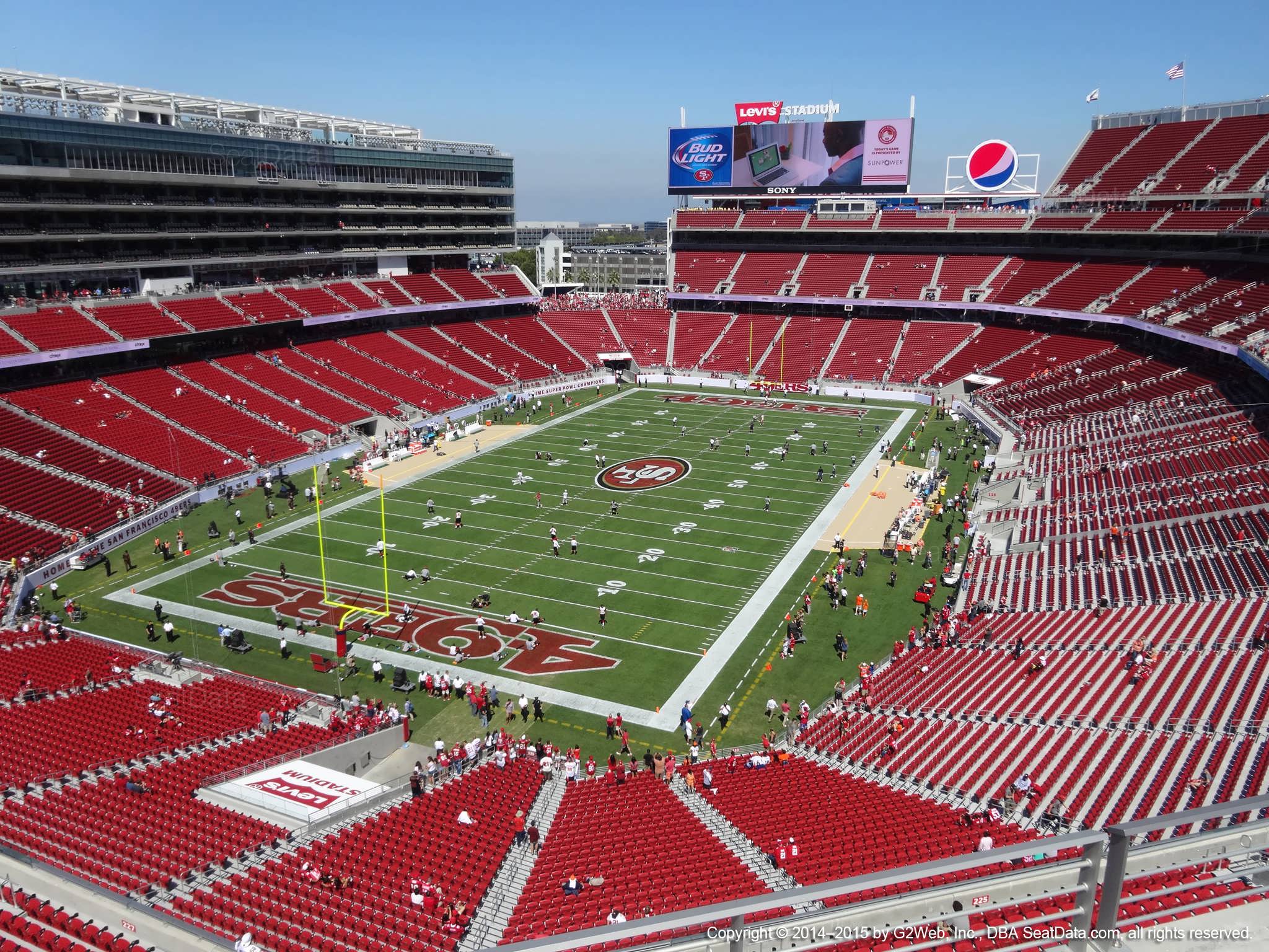Seat view from section 323 at Levi’s Stadium, home of the San Francisco 49ers