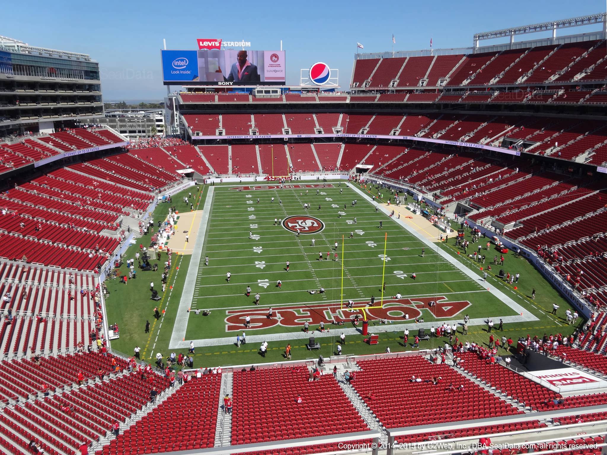Seat view from section 327 at Levi’s Stadium, home of the San Francisco 49ers