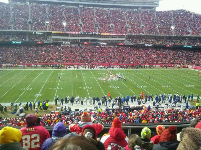 View from the CommunityAmerica club seats at Arrowhead Stadium during a Kansas City Chiefs game.