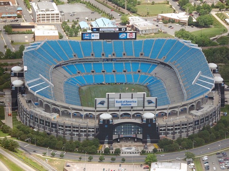 Aerial photo of Bank of America Stadium. Home of the Carolina Panthers.