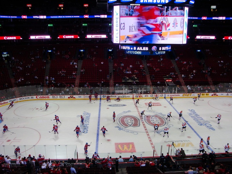 Photo taken from the Club Desjardins level at the Bell Centre during a Montreal Canadiens game.