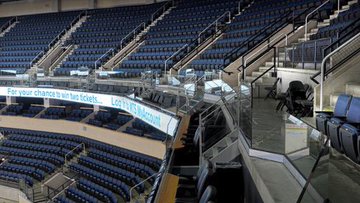 Photo of the blue seats at Bell MTS Place in Winnipeg, Manitoba. 
