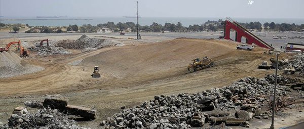 Photo of the final razing and cleanup of Candlestick Park.