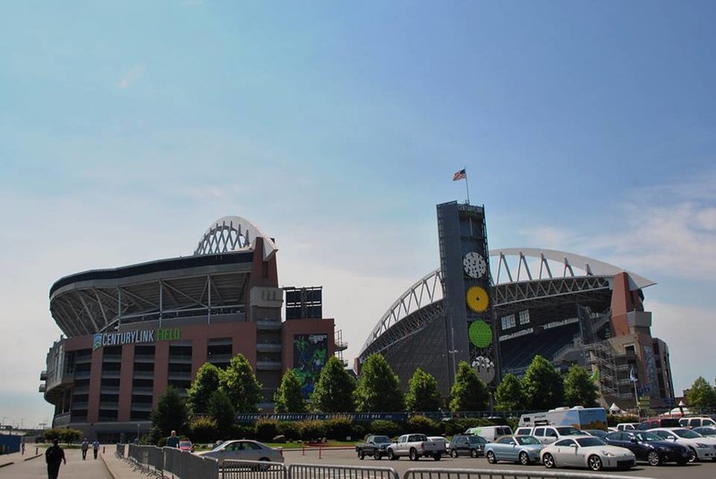 Exterior photo of CenturyLink Field. Home of the Seattle Seahawks.