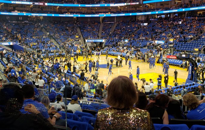 View from the lower level seats at the Chase Center, home of the Golden State Warriors.