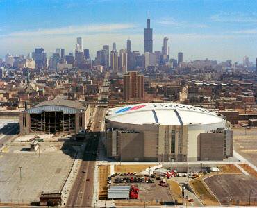 Aerial photo of the United Center. Current home of the Bulls and Blackhawks. 