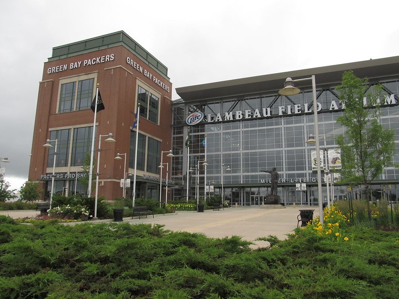 Exterior photo of Lambeau Field. Home of the Green Bay Packers.