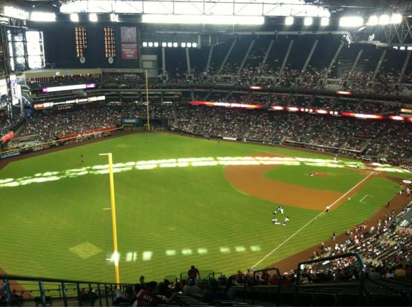 View from the outfield reserve seats at Chase Field. Home of the Arizona Diamondbacks.