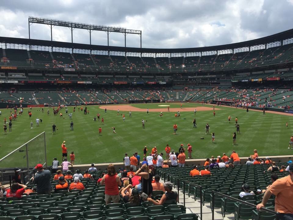 Photo of Oriole Park at Camden Yards from the lower reserve seats.