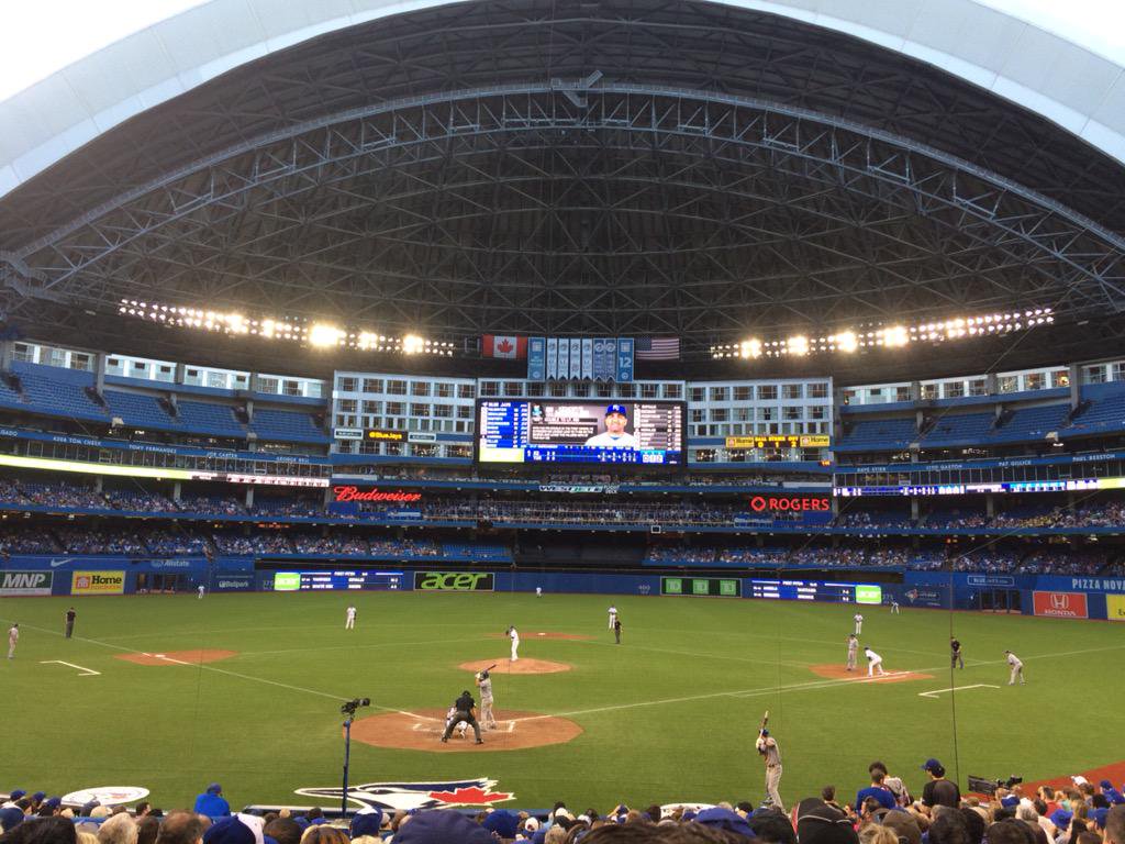 Photo of the Rogers Centre from the premium infield seats.
