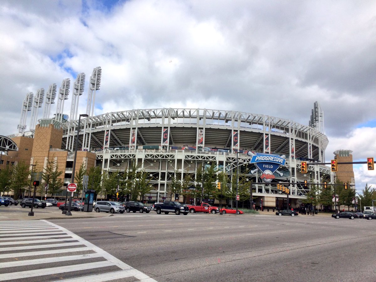 Exterior photo of Progressive Field in Cleveland, Ohio.