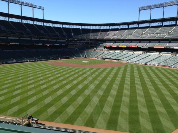Photo of Oriole Park at Camden Yards from the roof deck.