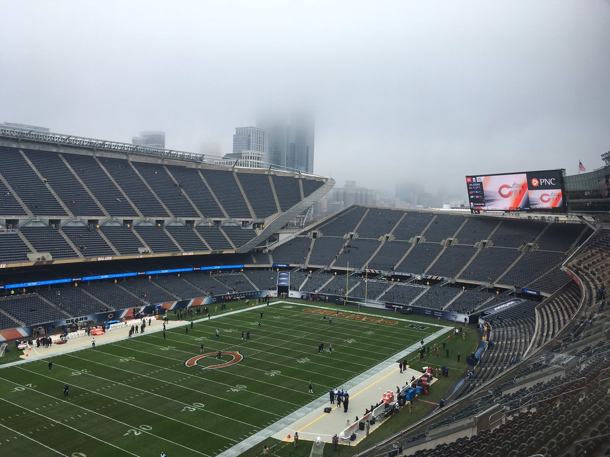 View of the playing field at Soldier Field, home of the Chicago Bears.