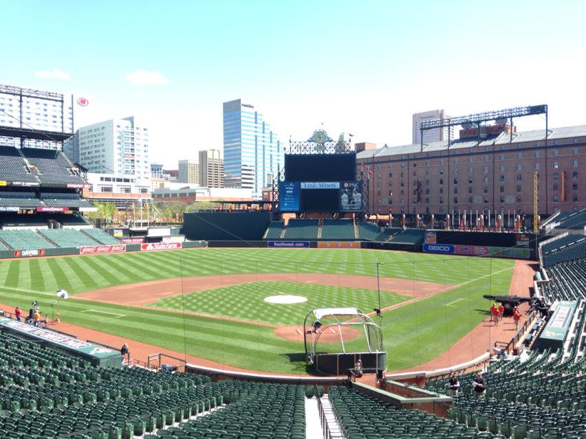 Photo of Oriole Park at Camden Yards from the terrace box seats.