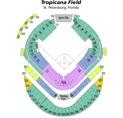 Tropicana Field Seating Chart. Home of the Tampa Bay Rays.