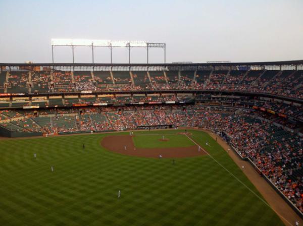 Photo of Oriole Park at Camden Yards from the upper reserve seats.