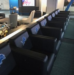 Photo of the loge box seats at Ford Field in Detroit, Michigan.
