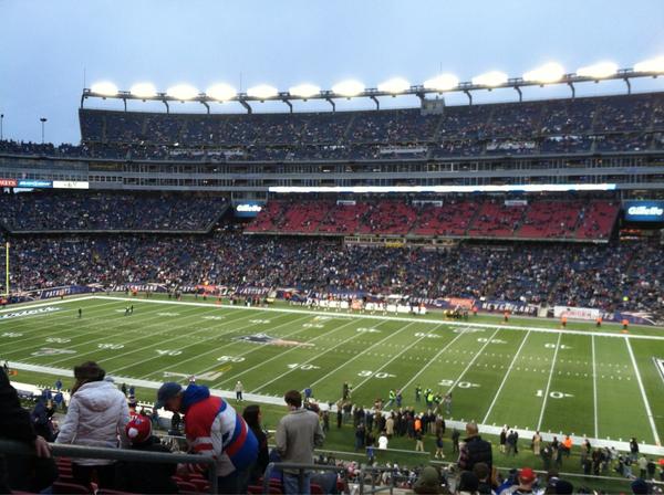 View from the Putnam Club seats at Gillette Stadium during a New England Patriots game.