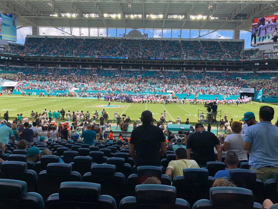 Photo taken from The 72 Club seats at Hard Rock Stadium during a Miami Dolphins home game.