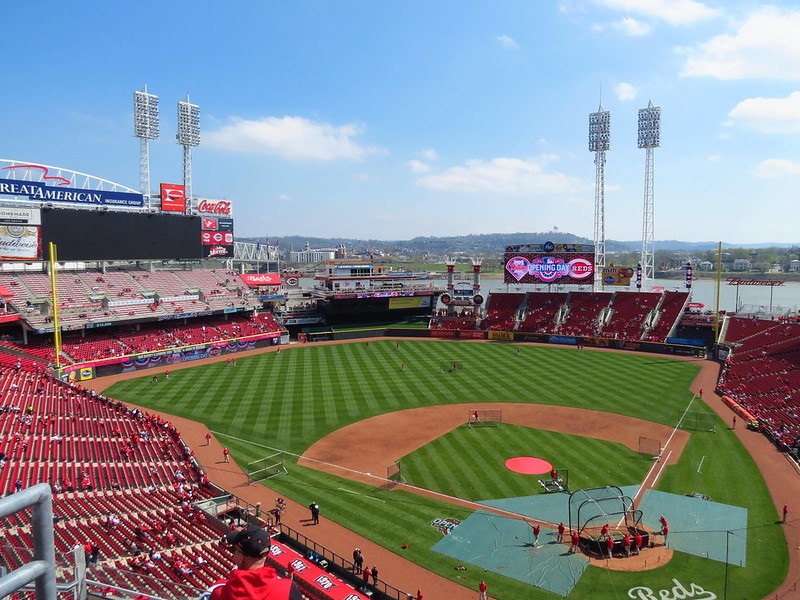 Photo of the field at Great American Ball Park, home of the Cincinnati Reds.