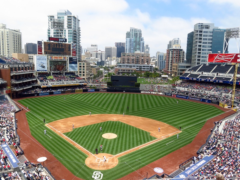 Photo taken from the upper level of Petco Park during a San Diego Padres home game.