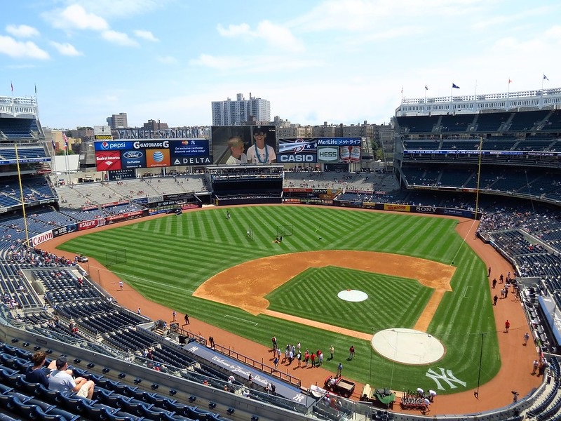 Photo of the playing field at Yankee Stadium. Home of the New York Yankees.