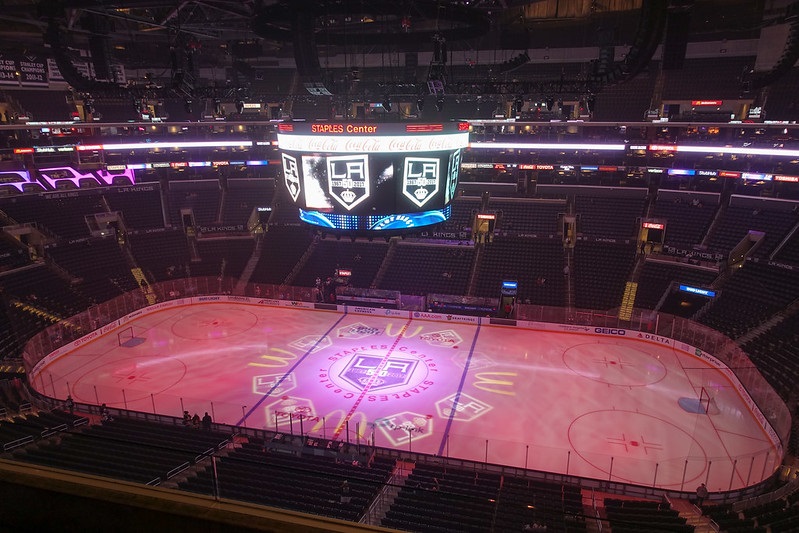 Photo of the ice at the Staples Center, home of the Los Angeles Kings.
