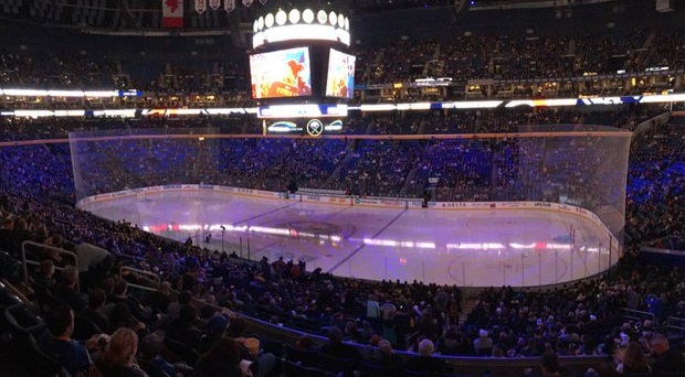 View from the club seats at the KeyBank Center before a Buffalo Sabres game.