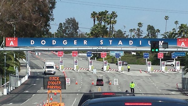 Entrance gates to Dodger Stadium in Los Angeles.
