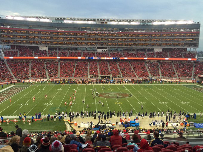 View from the club level seats at Levi's Stadium during a San Francisco 49ers game.