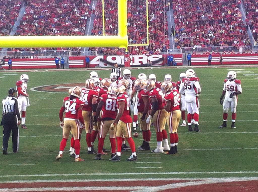 View from the field level seats at Levi's Stadium during a San Francisco 49ers game.