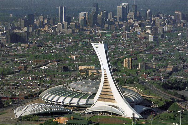 Aerial photo of Olympic Stadium, former home of the Montreal Expos.