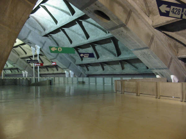 Photo of the upper level concourse at Olympic Stadium.