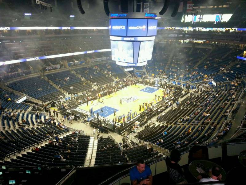 Seat view from section 214 at the Amway Center, home of the Orlando Magic. 