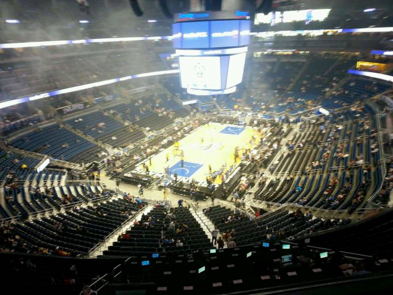 Seat view from section 215 at the Amway Center, home of the Orlando Magic. 