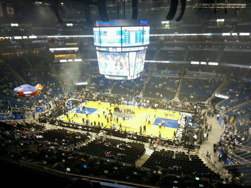 Seat view from section 223 at the Amway Center, home of the Orlando Magic. 