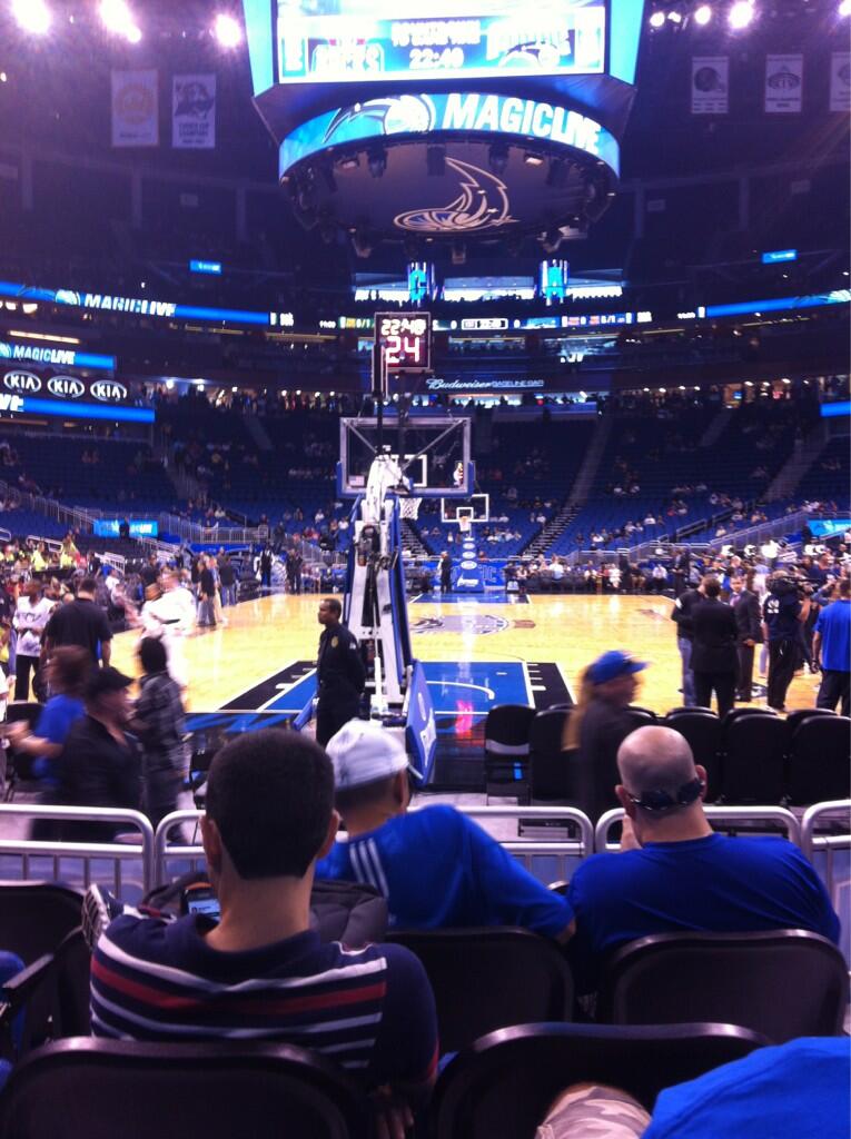 Seat view from section 110 at the Amway Center, home of the Orlando Magic. 