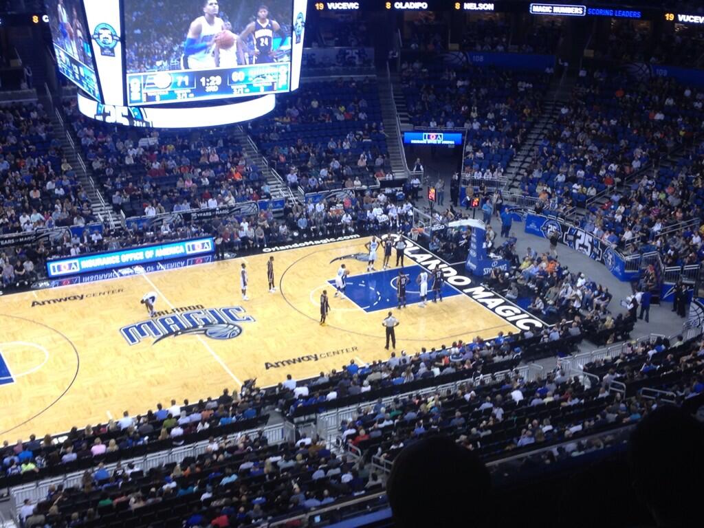 Seat view from section 227 at the Amway Center, home of the Orlando Magic. 