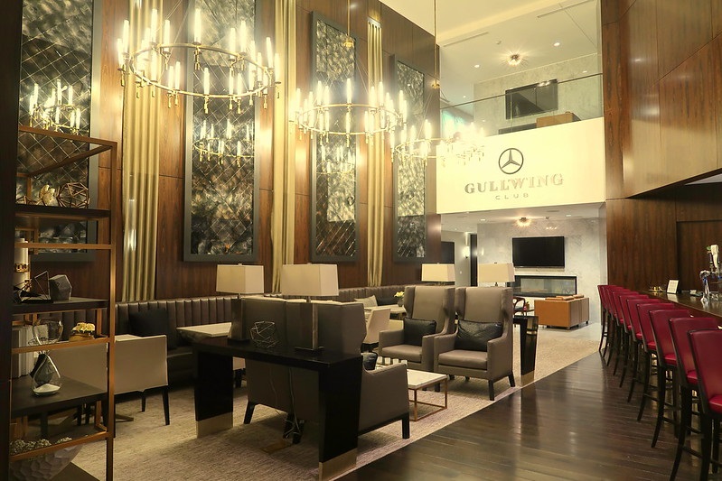Photo of the interior of the Gullwing Club at Mercedes-Benz Stadium. Home of the Atlanta Falcons.