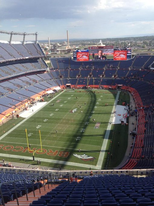View from the upper level seats at Empower Field at Mile High in Denver, Colorado.