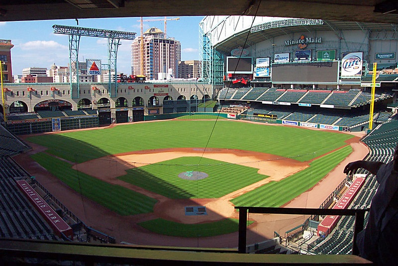 Photo of the playing field at Minute Maid Park from the Honda Club level. Home of the Houston Astros.