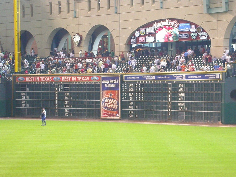 Photo of the Landry's Crawford Boxes at Minute Maid Park during a Houston Astros game.