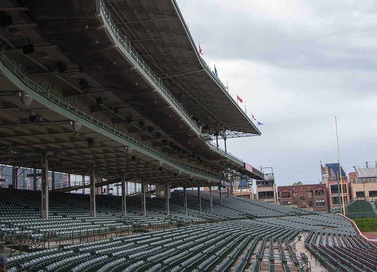 Photo of the 3rd base seats at Wrigley Field. Home of the Chicago Cubs.
