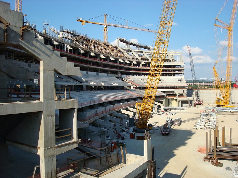 Photo of the construction site at AT&T Stadium. Home of the Dallas Cowboys.